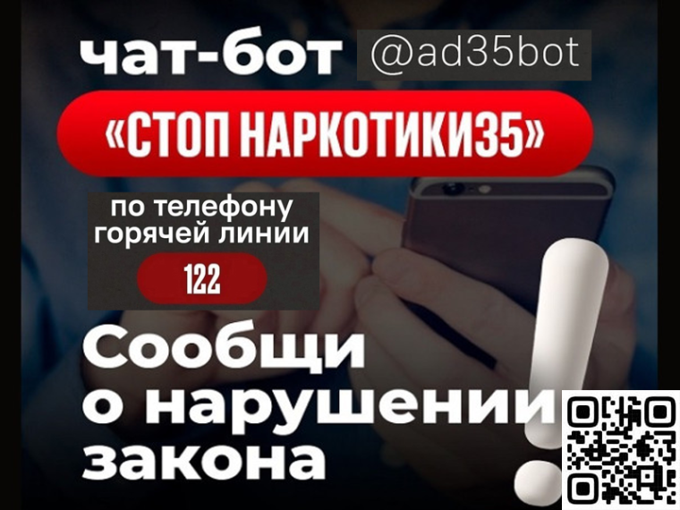 В Вологодской области работает горячая линия &quot;122&quot; и чат-бот &quot;СТОП наркотики 35&quot;.